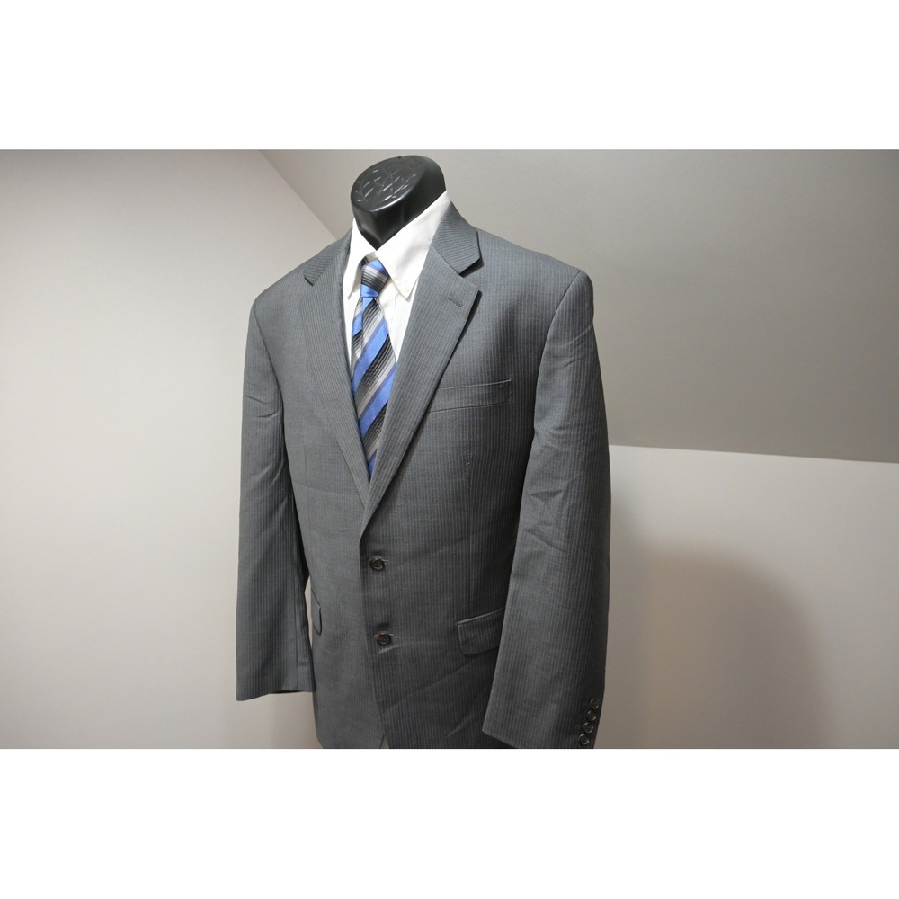 Ralph Ralph Lauren Two Button Pinstripe Suit Men 43R 38x32 Gray Pants Excellent